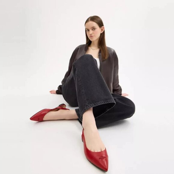 Coach Valerie Slingback Flat Women's Ruby Red Leather Slip on - Picture 2 of 4